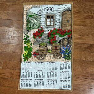 Vintage 1990 Calendar Kitchen Tea Towel